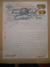 BELLISSIMA FATTURA LETTERA COMMERCIALE OLIO VINO CHIANTI BERTOLLI LUCCA 1909