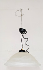 Lampadario con  Portalampada E27  In Vetro bianco Satinato 36cm Filo Di Acciaio 