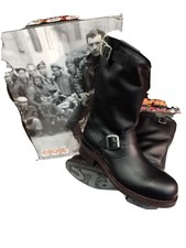Stivali moto motociclista biker boots Police 883 vera pelle nera punta acciaio 