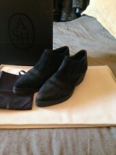 ASH MOCASSINI STIVALETTI BASSI ORIGINALI AUTENTICI PELLE NERI ZEPPA CAMOSCIO 38