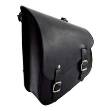 Borsa Laterale IN Cuoio Vero Nero Moto Custom Harley Softail Fatboy 986383