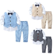 Completo festa gentiluomo bambino ragazzo abiti camicia + gilet + pantaloni set formale papillon blazer