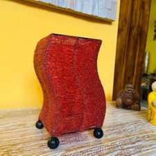 Lampada etnica abatjour ferro con perline rosse