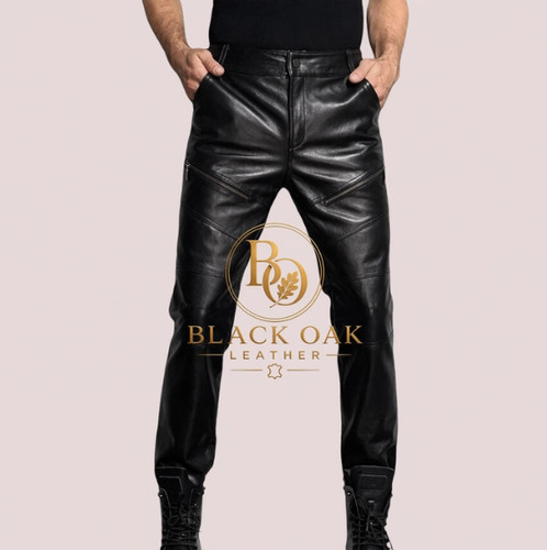 Pantalone uomo pelle nero - , vera