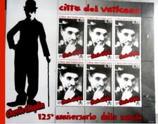 VATICANO SOTTOCOSTO BLOCCO FOGLIETTO IMPECCABILE CELEBRAZIONE CHARLIE CHAPLIN