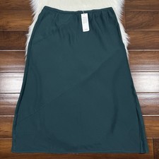 Maxi gonna Eileen Fisher donna taglia grande verde pino seta doppio crepe bias
