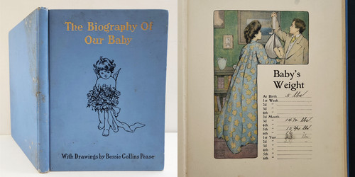 1908 antique baby book reading - 1908,