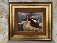 Quadro -Pollaio- Goffredo Villa dipinto a olio su tavoletta