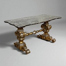 Tavolino antico rettangolare in legno oro e Marmo tavolo basso da per salotto 