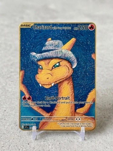 Charizard with grey felt hat - with,