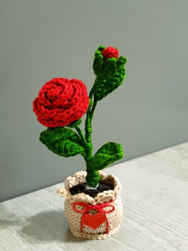 Rosa vasetto all - rosa, all'uncinetto