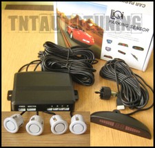 Kit 4 Sensori di Parcheggio Bianco Display LED e Buzzer Allarme Universale New