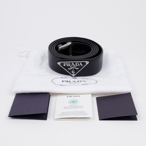 Prada triangle logo belt - prada,