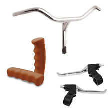 Manubrio Cromato In Acciaio+Coppia Leve Freno + Coppia Manopole Marrone- Bici