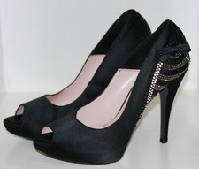 Altramarea Scarpe Plateau Stiletto Nero/Strass Raso Taglia 40 Nuove