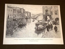 A Chioggia Quadro di Leonardo Bazzaro Premio medaglia d'oro Milano nel 1893
