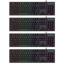4x LED Gioco Tastiera Nero USB