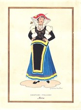 Graziana Meschini GM Pochoir (dipinti a mano )Costumi Italiani Molise