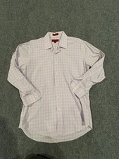 Bergamo New York camicia uomo grande rosa blu quadri aderente abito abbottonato