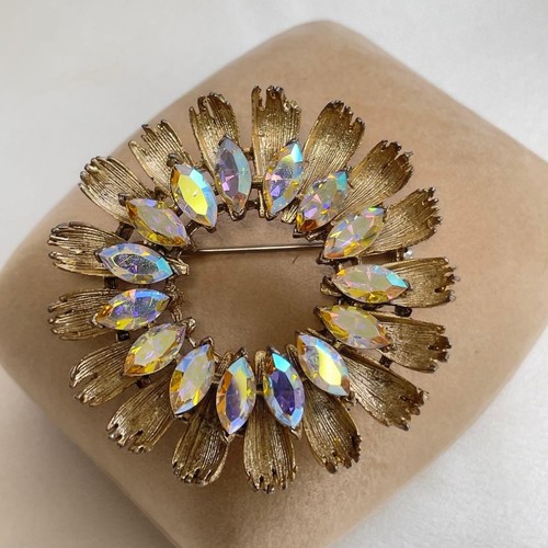 Spilla corona cristallo oro