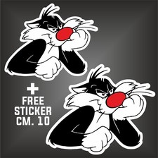 adesivo GATTO SILVESTRO SYLVESTER CAT decal aufkleber + 1 FREE STICKER CM. 10