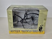 Triciclo antico vintage miniatura pressofuso Triciclo 1885 bici metallo da collezione