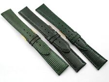 Novità Cinturini Vera Pelle Lucertola Verde Lucido Fibbia Acciaio Fatto a Mano