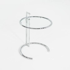 Tavolo regolabile Eileen grigio anni 2000 E1027 cromo e vetro attribuito a Classicon