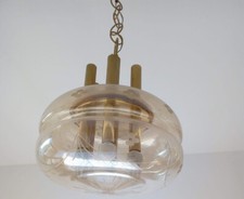 lampadario plafoniera tondo Design vintage retrò vetro fumè raro