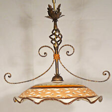 SOSPENSIONE CERAMICA DECORATA LAMPADARIO ART.870 FERRO FORGIATO COUNTRY CHIC