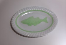 Vassoio Ovale GALVANI Pordenone Italia Pesce Verde Rilievo Vintage cm 35