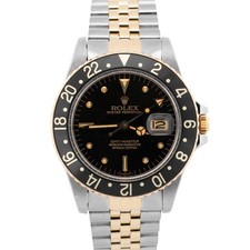 Rolex GMT-Master nero 40 mm capezzolo bicolore oro giallo 14 carati orologio giubileo 16753