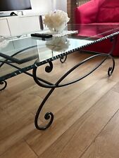 tavolo da soggiorno in cristallo e ferro battuto