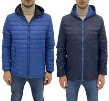 Giubbino bomber corto uomo reversibile blu royal/blu scuro, taglia 2XL, -70%.