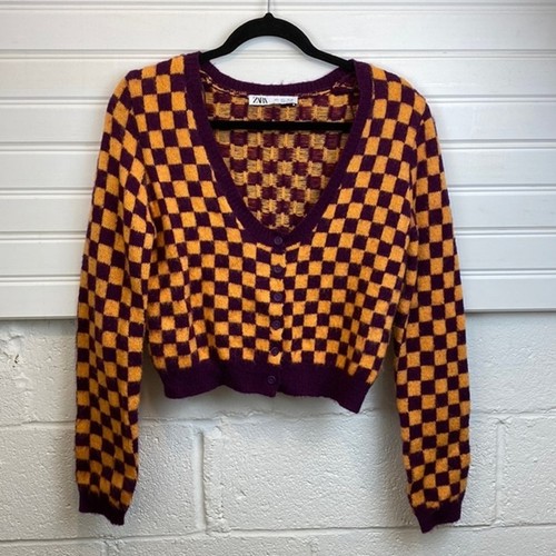Cardigan maglione zara viola - cardigan,