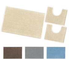 Tappeto bagno set 3 pezzi 100% cotone parure morbido antiscivolo tinta unita