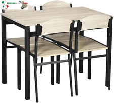 HOMCOM Set da Pranzo da 5 Pezzi con 1 Tavolo Rettangolare e 4 Sedie, in Acciaio 