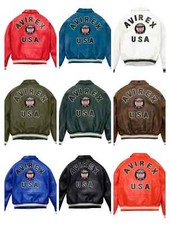 Avirex Giacca Uomo Vera Pelle di Pecora Volo Bomber American Varsity Jacket
