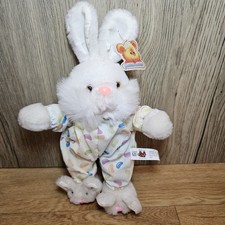 PMS Patamates Coniglietto Coniglio Peluche Morbido Giocattolo Anni 90 VINTAGE Pantofole Bianche 