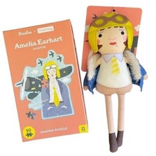 Mudpuppy Piccolina Amelia Earhart Aviator Puzzle Doll Trailblazer Women New Gift