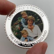 Moneta commemorativa Regno Unito Principessa Diana Galles Principe William Harry da collezione