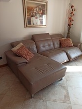 Divano 3 posti con penisola in vera pelle - Sistema RELAX motorizzato 