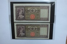 repubblica 2 banconote 500 Lire 1947 consecutive Gigante BI 39A .fds eccezionali