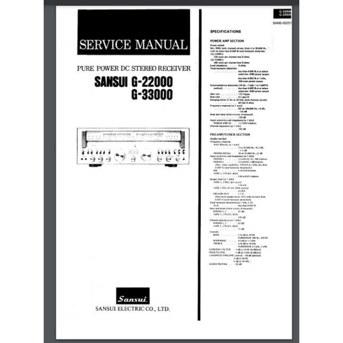 Sansui 22000 service owner - g-22000,