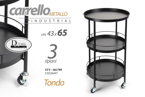 Carrello metallo nero porta - carrello,