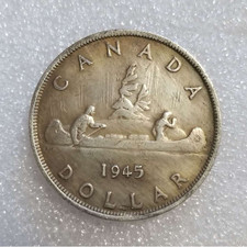 Canada 1945 Moneta Argento Dollaro Moneta Artigianale Argento Canada 1PZ Mondo Antico