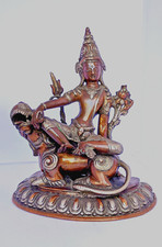 Antico bronzo Nepal/Tibet XIX Sec - Shiva Bhutnath su Leone –  Base Vishvavajra 
