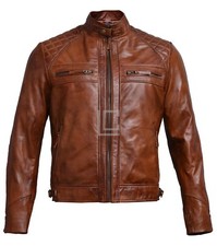 Giacca moto uomo marrone