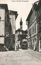 dq8 cartolina cantu' via vittorio emanuele tram como 1913 bella!