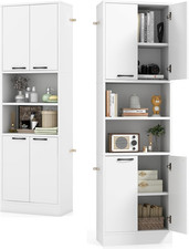 Credenza Alta da Cucina 190 cm, Mobile Cucina Dispensa in Legno, Mobile Buffet c